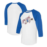 Kansas City Royals Tiny Turnip Unisex Unicorn 3/4-Sleeve Raglan T-Shirt - White/Royal T-shirts
