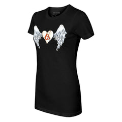 Baltimore Orioles Tiny Turnip Women's Angel Wings T-Shirt - Black T-shirts