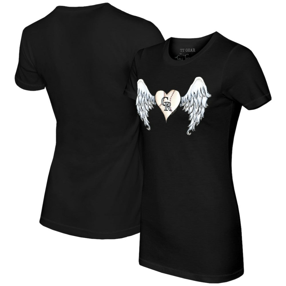 Colorado Rockies Tiny Turnip Women's Angel Wings T-Shirt - Black T-shirts