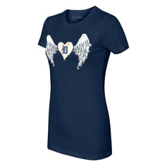 Detroit Tigers Tiny Turnip Women's Angel Wings T-Shirt - Navy T-shirts