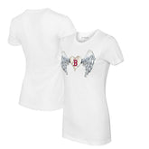 Boston Red Sox Tiny Turnip Women's Angel Wings T-Shirt - White T-shirts