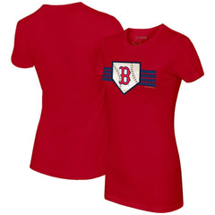 Boston Red Sox Tiny Turnip Women's Base Stripe T-Shirt - Red T-shirts
