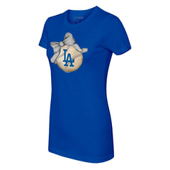 Los Angeles Dodgers Tiny Turnip Women's Baseball Bow T-Shirt - Royal T-shirts