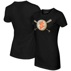 San Francisco Giants Tiny Turnip Women's Baseball Cross Bats T-Shirt - Black T-shirts