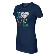 Seattle Mariners Tiny Turnip Women's Baseball Love T-Shirt - Navy T-shirts