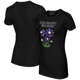 Colorado Rockies Tiny Turnip Women's Blooming Baseballs T-Shirt - Black T-shirts