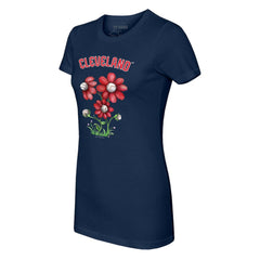 Cleveland Guardians Tiny Turnip Women's Blooming Baseballs T-Shirt - Navy T-shirts