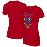 Los Angeles Angels Tiny Turnip Women's Blooming Baseballs T-Shirt - Red T-shirts