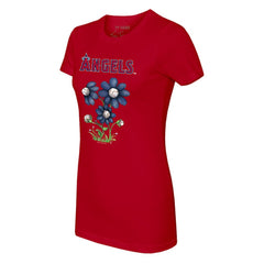 Los Angeles Angels Tiny Turnip Women's Blooming Baseballs T-Shirt - Red T-shirts