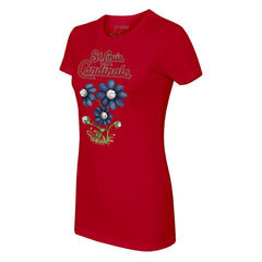 St. Louis Cardinals Tiny Turnip Women's Blooming Baseballs T-Shirt - Red T-shirts