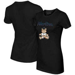 Miami Marlins Tiny Turnip Women's Teddy Boy T-Shirt - Black T-shirts