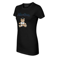 Miami Marlins Tiny Turnip Women's Teddy Boy T-Shirt - Black T-shirts