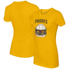 San Diego Padres Tiny Turnip Women's Burger T-Shirt - Gold T-shirts