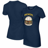 Milwaukee Brewers Tiny Turnip Women's Burger T-Shirt - Navy T-shirts