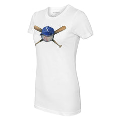 Kansas City Royals Tiny Turnip Women's Hat Crossbats T-Shirt - White Hats