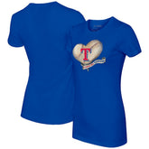 Texas Rangers Tiny Turnip Women's Heart Banner T-Shirt - Royal T-shirts