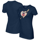 Minnesota Twins Tiny Turnip Women's Heart Bat T-Shirt - Navy T-shirts