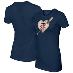 Minnesota Twins Tiny Turnip Women's Heart Bat T-Shirt - Navy T-shirts