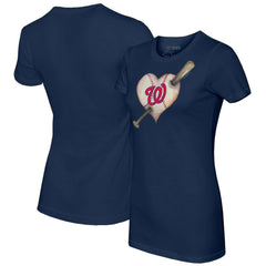 Washington Nationals Tiny Turnip Women's Heart Bat T-Shirt - Navy T-shirts