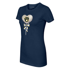 Milwaukee Brewers Tiny Turnip Women's Heart Lolly T-Shirt - Navy T-shirts