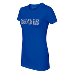 Texas Rangers Tiny Turnip Women's Logo Mom T-Shirt - Royal T-shirts