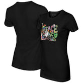 Athletics Tiny Turnip Women's Peace Love Baseball Fitted T-Shirt - Black T-shirts