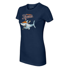 Detroit Tigers Tiny Turnip Women's Shark T-Shirt - Navy T-shirts