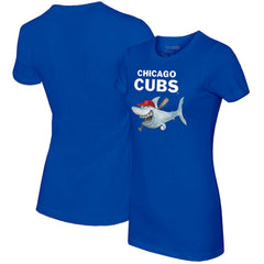 Chicago Cubs Tiny Turnip Women's Shark T-Shirt - Royal T-shirts