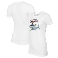 Detroit Tigers Tiny Turnip Women's Shark Logo T-Shirt - White T-shirts