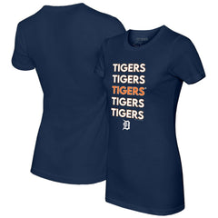 Detroit Tigers Tiny Turnip Women's Stacked T-Shirt - Navy T-shirts