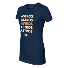 Houston Astros Tiny Turnip Women's Stacked T-Shirt - Navy T-shirts