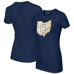 Cleveland Guardians Tiny Turnip Women's State Outline T-Shirt - Navy T-shirts