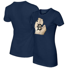Detroit Tigers Tiny Turnip Women's State Outline T-Shirt - Navy T-shirts