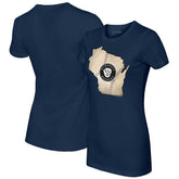 Milwaukee Brewers Tiny Turnip Women's State Outline T-Shirt - Navy T-shirts