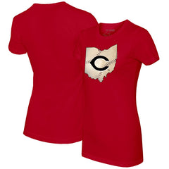 Cincinnati Reds Tiny Turnip Women's State Outline T-Shirt - Red T-shirts