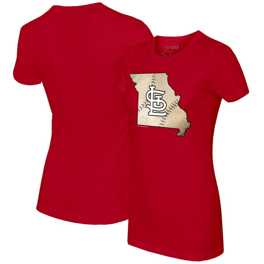 St. Louis Cardinals Tiny Turnip Women's State Outline T-Shirt - Red T-shirts