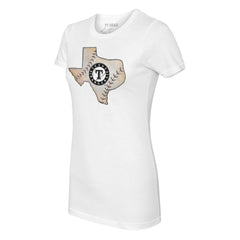 Texas Rangers Tiny Turnip Women's State Outline T-Shirt - White T-shirts