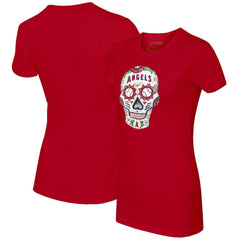 Los Angeles Angels Tiny Turnip Women's Sugar Skull T-Shirt - Red T-shirts