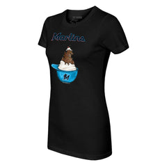 Miami Marlins Tiny Turnip Women's Sundae Helmet T-Shirt - Black T-shirts