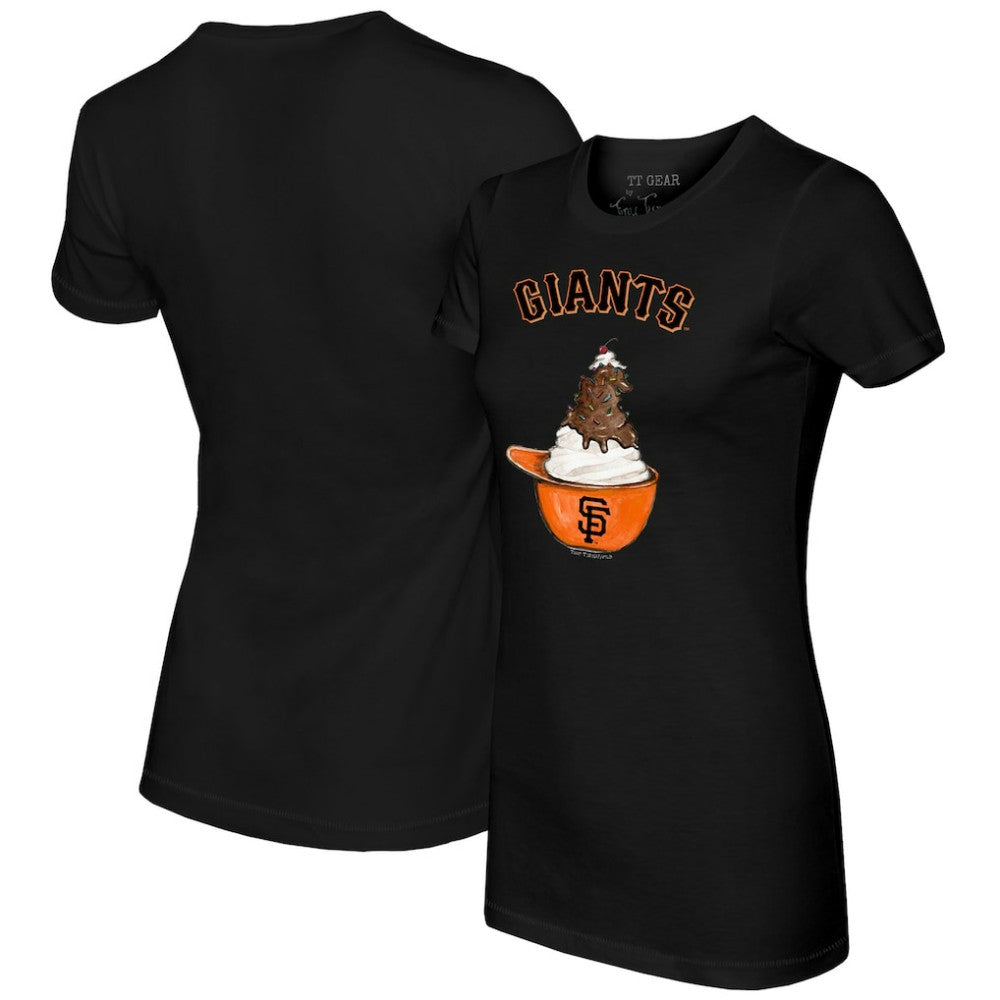 San Francisco Giants Tiny Turnip Women's Sundae Helmet T-Shirt - Black T-shirts