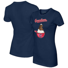 Cleveland Guardians Tiny Turnip Women's Sundae Helmet T-Shirt - Navy T-shirts