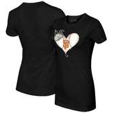 San Francisco Giants Tiny Turnip Women's Tiara Heart T-Shirt - Black T-shirts