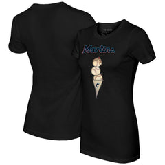 Miami Marlins Tiny Turnip Women's Triple Scoop T-Shirt - Black T-shirts