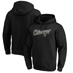 Chicago White Sox Official Wordmark Fitted Pullover Hoodie - Black Hoodies