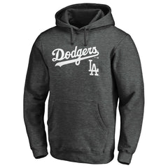 Los Angeles Dodgers Team Lock Up Wordmark Pullover Hoodie - Charcoal Hoodies