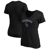 Colorado Rockies Women's Core Team Lock Up V-Neck T-Shirt - Black T-shirts