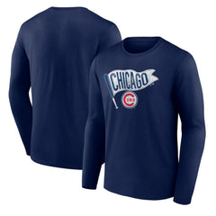Chicago Cubs Flag Long Sleeve T-Shirt - Navy T-shirts