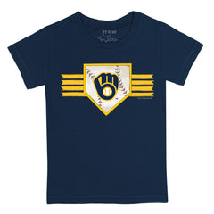 Milwaukee Brewers Tiny Turnip Youth Base Stripe T-Shirt - Navy T-shirts
