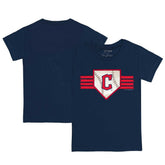 Cleveland Guardians Tiny Turnip Youth Base Stripe T-Shirt - Navy T-shirts