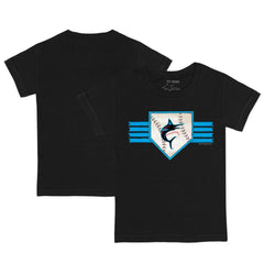 Miami Marlins Tiny Turnip Youth Base Stripe T-Shirt - Black T-shirts